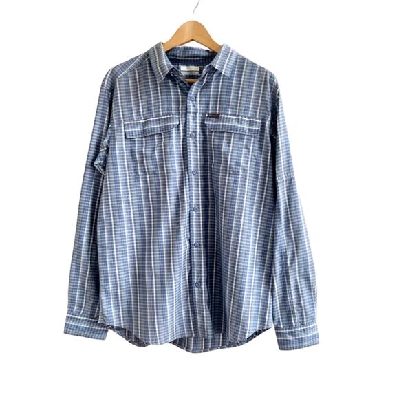 Columbia Men’s Striped Button Front Long Sleeve Outdoor Shirt Vented Mesh Medium - Picture 1 of 11